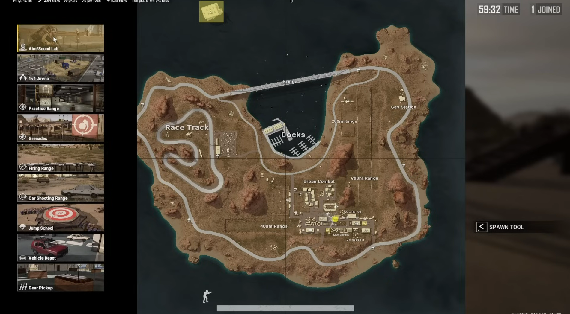 How to find Aim Lab on the PUBG training grounds map to test sensitivity