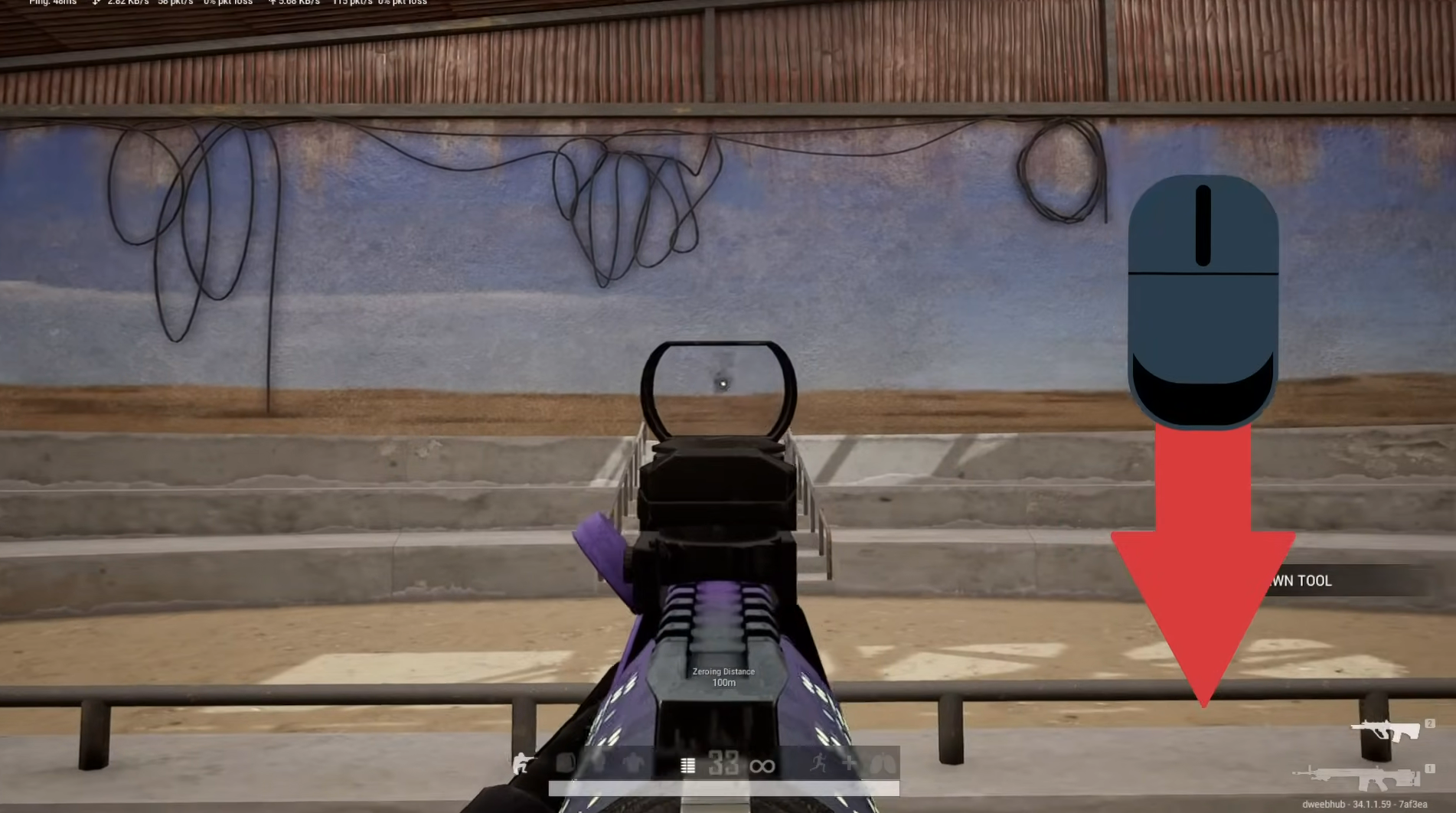 Testing the PUBG vertical sensitivity multiplier with a crouch spray on a wall
